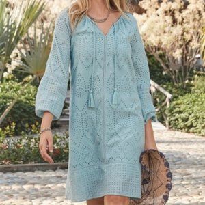 NWOT Sundance catalog blue eyelet shift dress, petite small